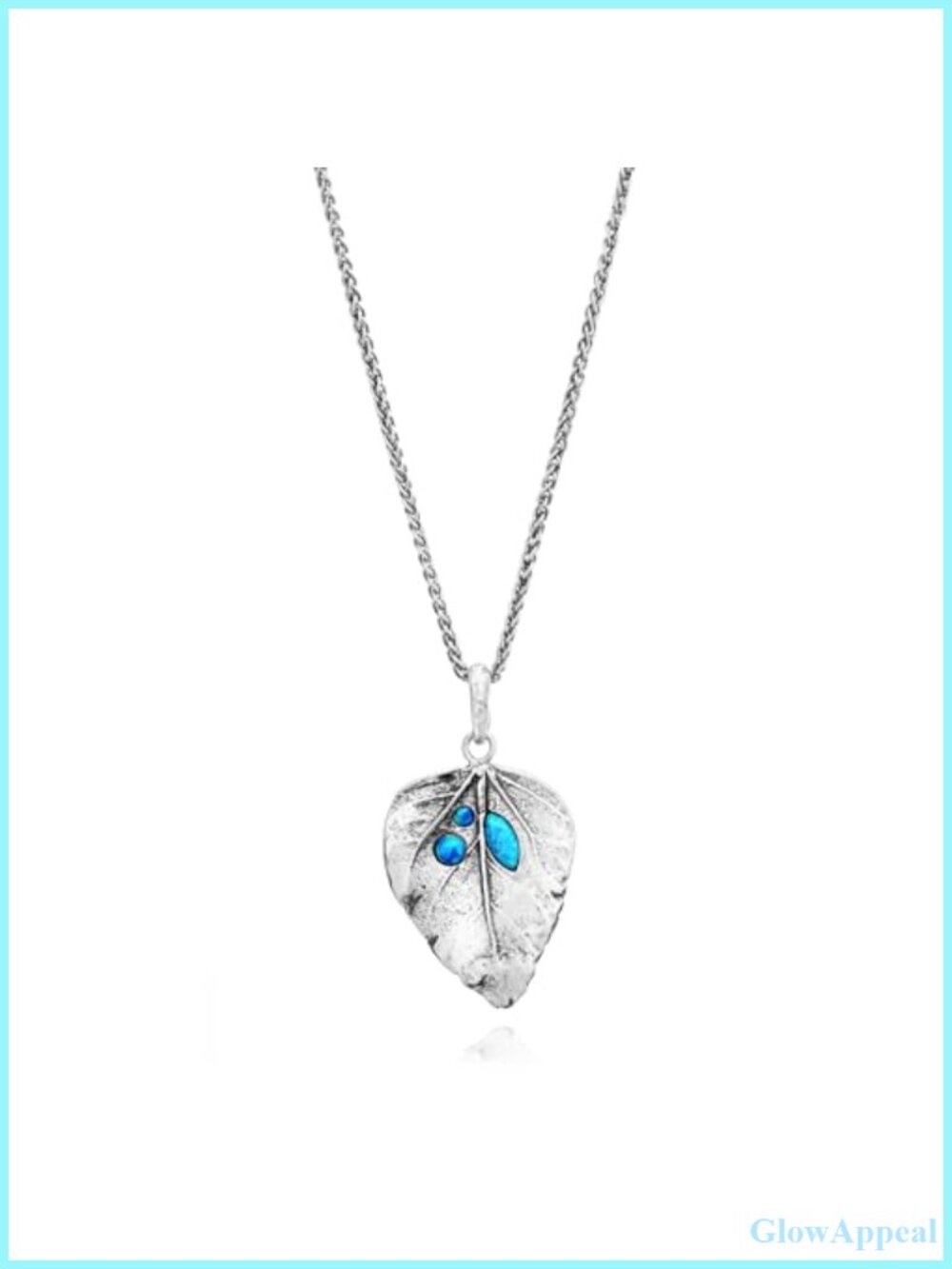 925 Sterling Silver Opal Pendant Necklace Bezel Set Leaf Vintage 18"